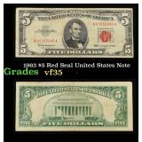 1963 $5 Red Seal United States Note Grades vf++