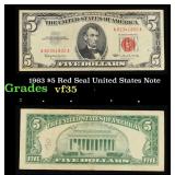 1963 $5 Red Seal United States Note Grades vf++