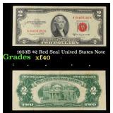 1953B $2 Red Seal United States Note Grades xf