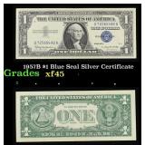 1957B $1 Blue Seal Silver Certificate Grades xf+