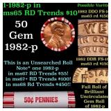 BU Shotgun Lincoln 1c roll, 1982-p 50 pcs Bank Wra