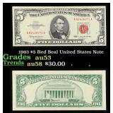 1963 $5 Red Seal United States Note Grades Select