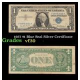 1957 $1 Blue Seal Silver Certificate Grades vf++