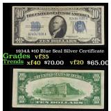 1934A $10 Blue Seal Silver Certificate Grades vf++