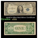 1935E $1 Blue Seal Silver Certificate Grades vf+