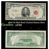 1963 $5 Red Seal United States Note Grades xf