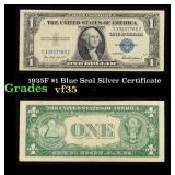 1935F $1 Blue Seal Silver Certificate Grades vf++