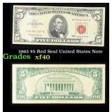 1963 $5 Red Seal United States Note Grades xf