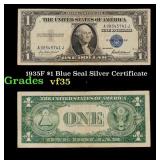 1935F $1 Blue Seal Silver Certificate Grades vf++