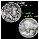 Hobo Buffalo Nickel 5c Grades Hand Carved