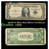 1935D $1 Blue Seal Silver Certificate Grades vf+