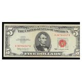 1963 $5 Red Seal United States Note Grades Choice