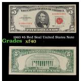 1963 $5 Red Seal United States Note Grades xf
