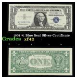 1957 $1 Blue Seal Silver Certificate Grades xf