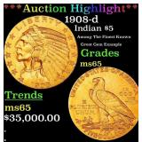 *Highlight* 1908-d Gold Indian Half Eagle $5 GEM U