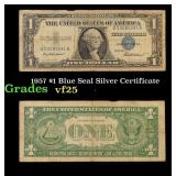 1957 $1 Blue Seal Silver Certificate Grades vf+