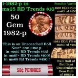 BU Shotgun Lincoln 1c roll, 1982-p 50 pcs Bank Wra