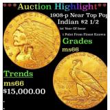 *Highlight* 1908-p Gold Indian Quarter Eagle Near