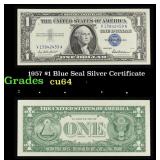 1957 $1 Blue Seal Silver Certificate Grades Choice