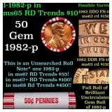 BU Shotgun Lincoln 1c roll, 1982-p 50 pcs Bank Wra