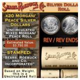 80- 20 Mixed Morgan/Peace SEARS Dollar Roll Unc Mo