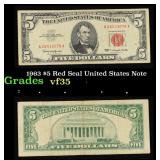 1963 $5 Red Seal United States Note Grades vf++