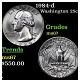 1984-d Washington Quarter 25c Grades GEM++ Unc