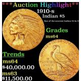 *Highlight* 1910-s Gold Indian Half Eagle $5 Choic