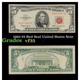 1963 $5 Red Seal United States Note Grades vf++
