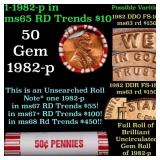 BU Shotgun Lincoln 1c roll, 1982-p 50 pcs Bank Wra