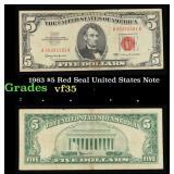 1963 $5 Red Seal United States Note Grades vf++