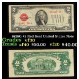 1928G $2 Red Seal United States Note Grades vf++