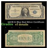 1957B $1 Blue Seal Silver Certificate Grades vf de
