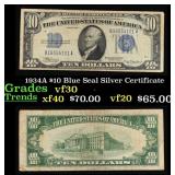 1934A $10 Blue Seal Silver Certificate Grades vf++