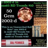 BU Shotgun Lincoln 1c roll, 2002-d 50 pcs Bank Wra