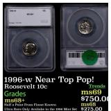 1996-w Roosevelt Dime Near Top Pop! 10c ms68+ SEGS