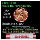 BU Shotgun Lincoln 1c roll, 1981-d 50 pcs Bank Wra