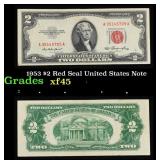 1953 $2 Red Seal United States Note Grades xf+