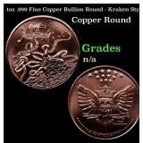 1oz .999 Fine Copper Bullion Round - Kraken Style