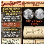 72- SEARS 20 Coin Mixed Morgan/Peace Dollar Roll U