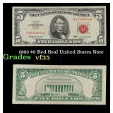 1963 $5 Red Seal United States Note Grades vf++