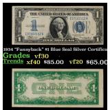 1934 $1 Blue Seal Silver Certificate Grades vf++