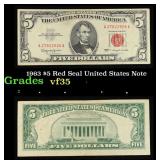 1963 $5 Red Seal United States Note Grades vf++