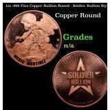 1oz .999 Fine Copper Bullion Round - Soldier Bulli