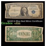1935D $1 Blue Seal Silver Certificate Grades vf+