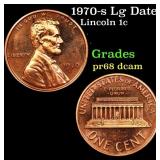 1970-s Lg Date Proof Lincoln Cent 1c Grades GEM++