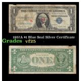 1957A $1 Blue Seal Silver Certificate Grades vf+
