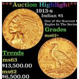 *Highlight* 1913-s Gold Indian Half Eagle $5 Selec