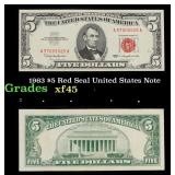 1963 $5 Red Seal United States Note Grades xf+