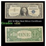 1957 $1 Blue Seal Silver Certificate Grades vf++